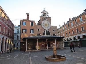 Church of San Giacomo di Rialto with a clock face