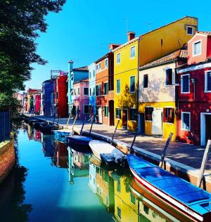 Burano Island with brightly painted houses and a canal