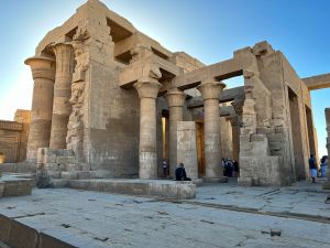 The twin-temple structure of Kom Ombo at dusk.