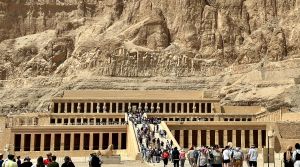 The Mortuary Temple of Hatshepsut nestled in the cliffs