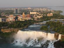 View of the American side of Niagara Falls from Canada