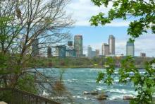 Niagara Falls Ontario skyline seen from across the river