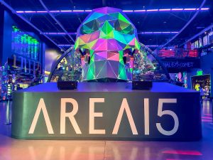 Exterior of the Area 15 immersive entertainment complex in Las Vegas